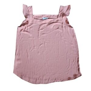 Loft Outlet Women's Pink Flutter Sleeve Square Neck Blouse Top Size Med 104